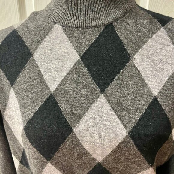 GAO YUN XIANG CASHMERE SWEATER SZ M GRANDPA ARGYLE MOCK NECK DARK ACADEMIA - Picture 11 of 16